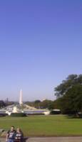 Washington monument. On the right the Newseum with the roof with the Knight Conference Center
